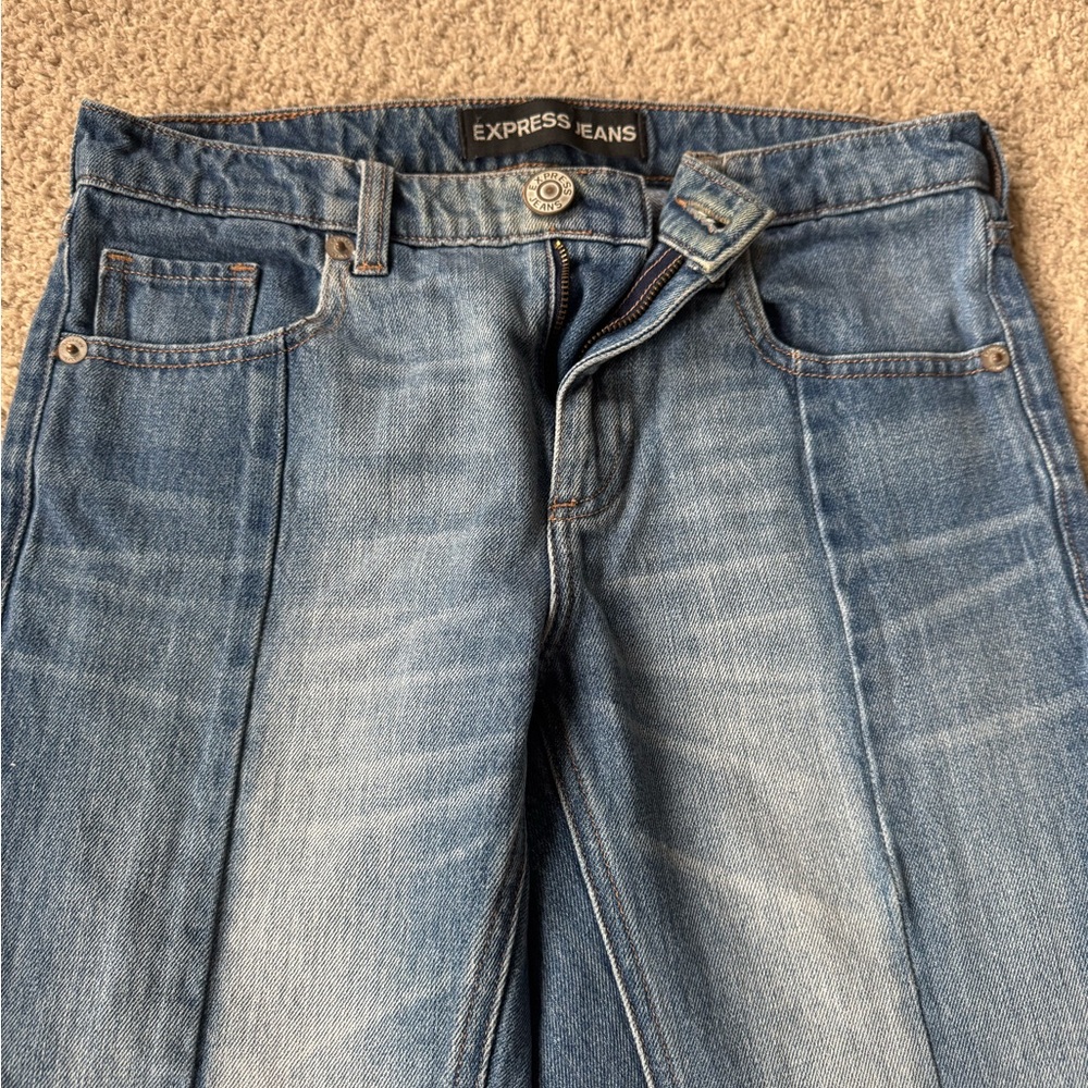 Express Women's Straight Leg Blue Jeans